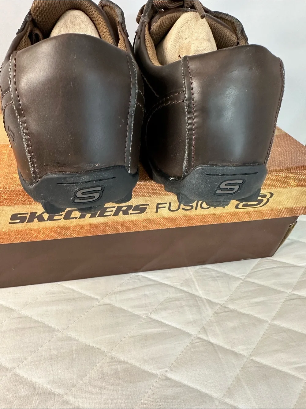 Skechers Mens Size 8.5  Relaxed Step Brown Leather Casual Lace-Up Shoes New